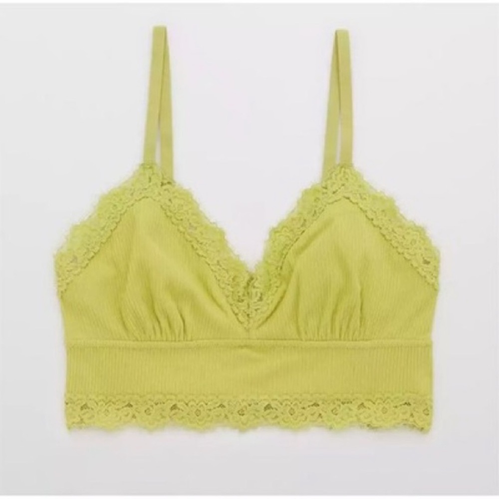 Aerie lace trim bralette in green